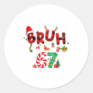 Bruh 67 Six Seven 6 7 Meme Christmas Candy Cane Li Classic Round Sticker