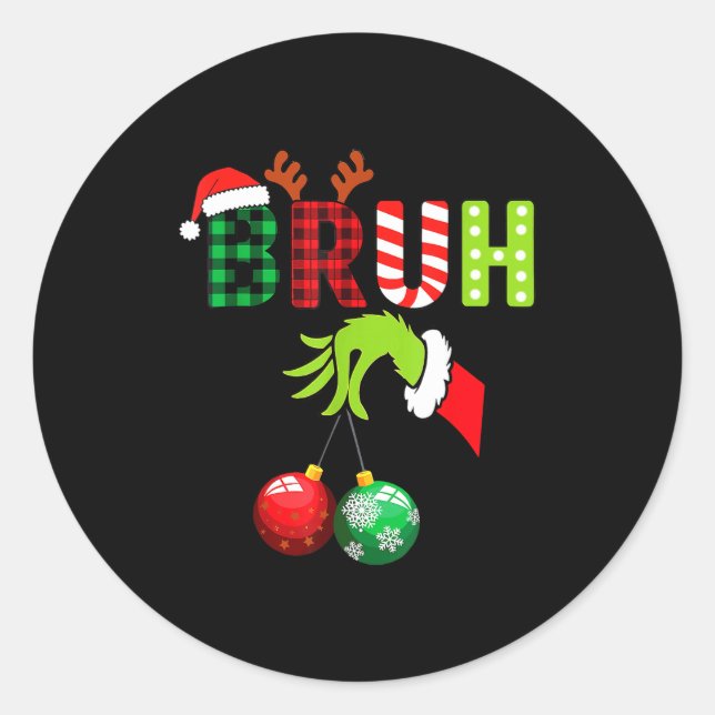 Bruh 67 Six Seven 6 7 Meme Christmas Funny Gen Alp Classic Round Sticker (Front)
