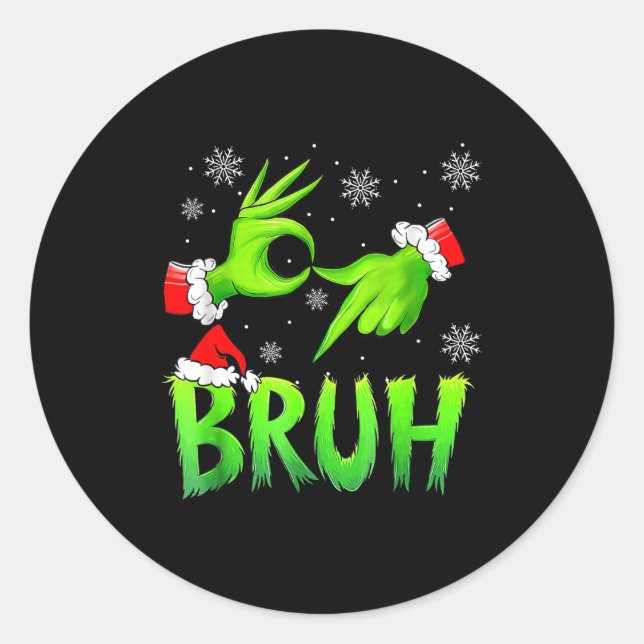 Bruh 67 Six Seven 6 7 Meme Christmas Funny Gen Alp Classic Round Sticker (Front)