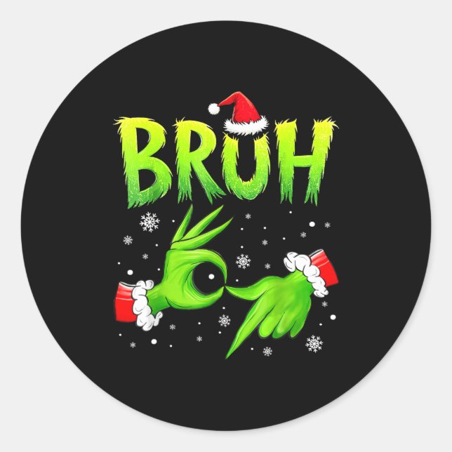 Bruh 67 Six Seven 6 7 Meme Christmas Funny Gen Alp Classic Round Sticker (Front)