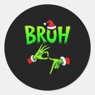Bruh 67 Six Seven 6 7 Meme Christmas Funny Gen Alp Classic Round Sticker