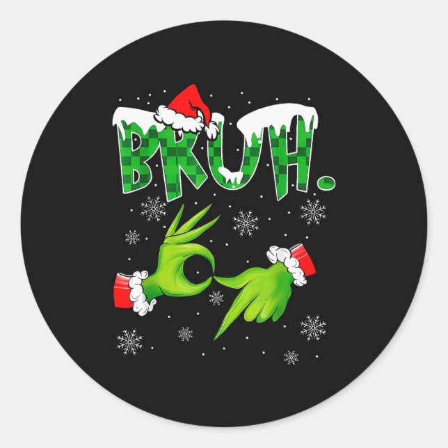 Bruh 67 Six Seven 6 7 Meme Christmas Funny Gen Alp Classic Round Sticker (Front)
