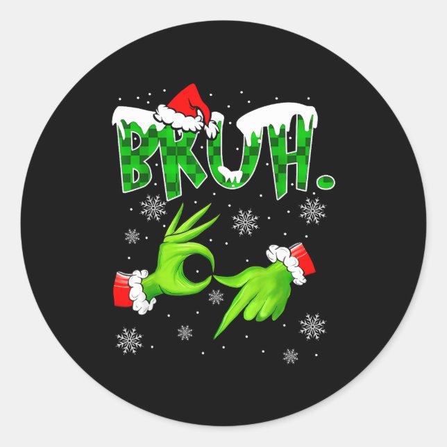 Bruh 67 Six Seven 6 7 Meme Christmas Funny Gen Alp Classic Round Sticker (Front)