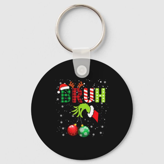 Bruh 67 Six Seven 6 7 Meme Christmas Funny Gen Alp Keychain (Front)