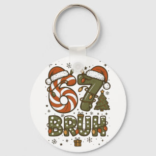 Bruh 67 Six Seven 6 7 Retro Christmas Funny Boy Gi Keychain