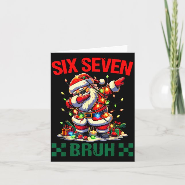 Bruh 67 Six Seven Funny Christmas Santa Claus 6 7  Card (Front)