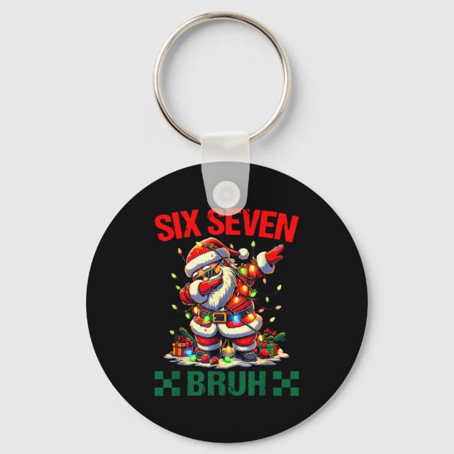 Bruh 67 Six Seven Funny Christmas Santa Claus 6 7  Keychain (Front)