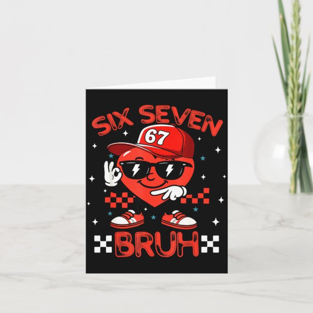 Bruh 67 Six Seven Meme Dab Heart Boys Kids Valenti Card (Front)