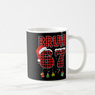 Bruh 67 Six Seven Meme Fun Christmas Red Plaid Xma Coffee Mug
