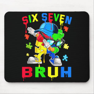 Bruh 67 six seven puzzle dabbing autism awareness mouse pad