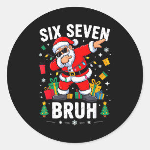 Bruh 67 Six Seven Santa Dabbing Christmas  Classic Round Sticker