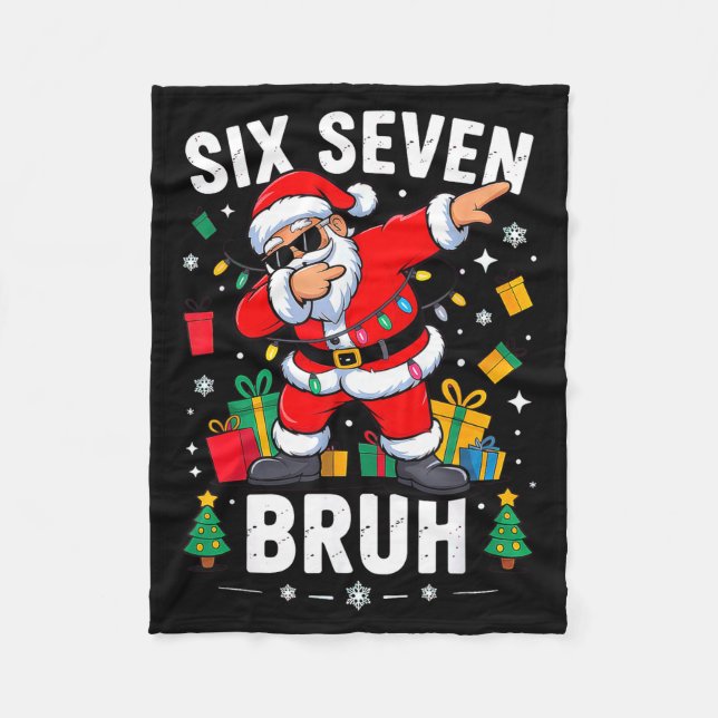 Bruh 67 Six Seven Santa Dabbing Christmas  Fleece Blanket (Front)