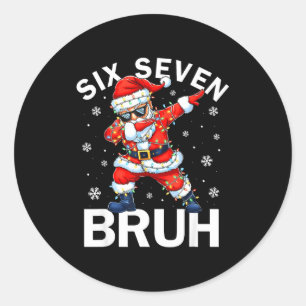 Bruh 67 Six Seven Santa Dabbing Christmas Meme Boy Classic Round Sticker