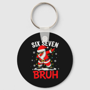 Bruh 67 Six Seven Santa Dabbing Christmas Meme Boy Keychain