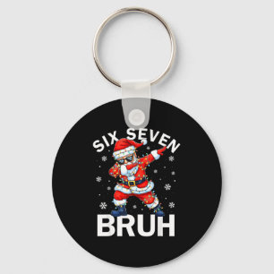 Bruh 67 Six Seven Santa Dabbing Christmas Meme Boy Keychain