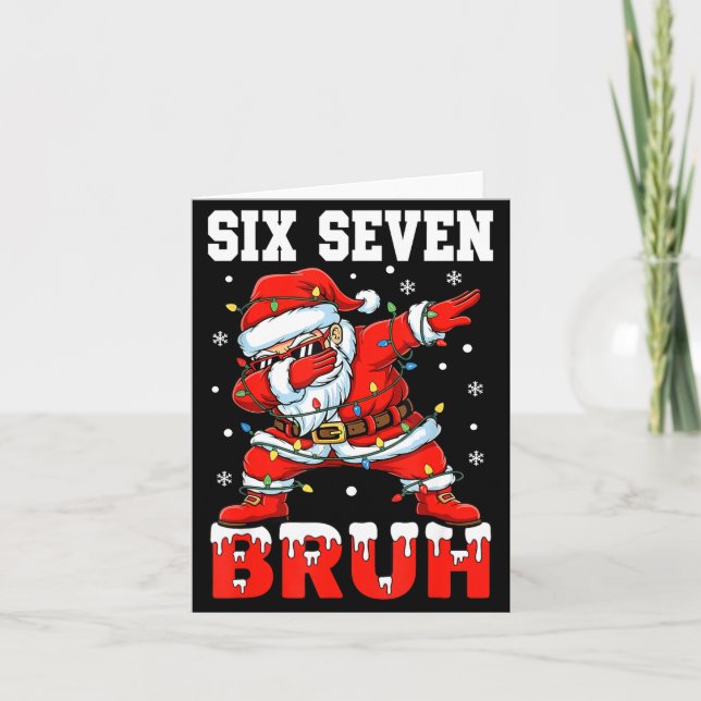 Bruh 67 Six Seven Santa Dabbing Christmas Men Boys Card (Front)