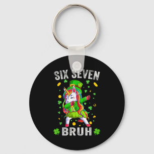 Bruh 6 7 meme st patrick's day six seven kids boys keychain