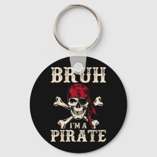 Bruh a Pirate Funny Lazy Halloween Costume Party Keychain