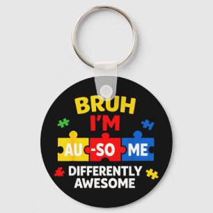 Bruh au-some autism awareness boy funny support keychain