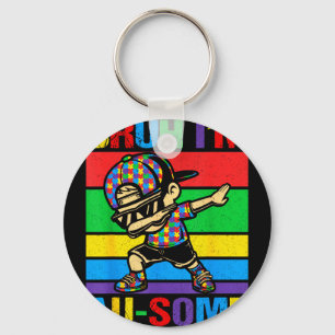 Bruh au-some autism awareness dabbing autism boys keychain