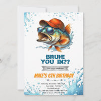 Bruh Bass Fishing Birthday Invitation