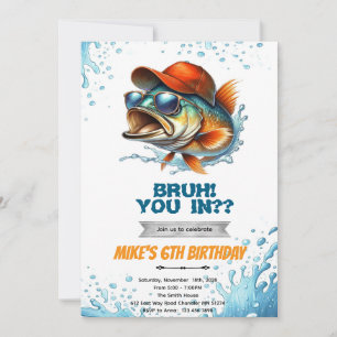 Bruh Bass Fishing Birthday Invitation