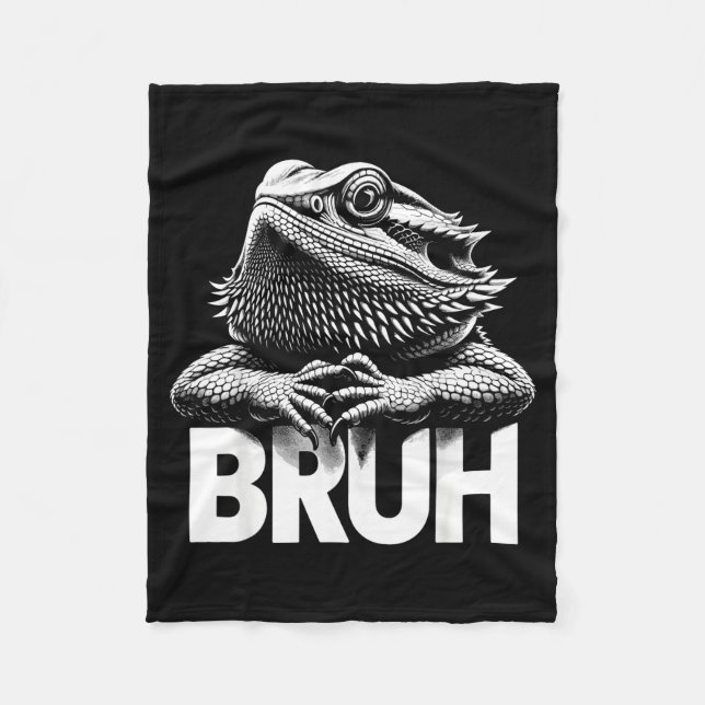 Bruh Bearded Dragon  Fleece Blanket (Front)