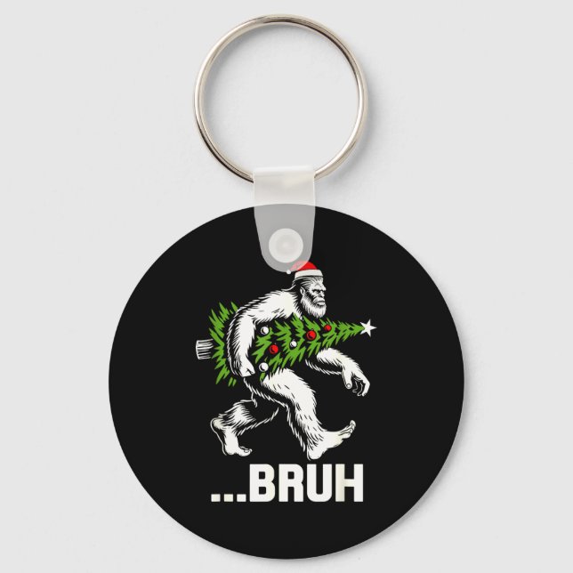 Bruh Bigfoot Christmas Funny Christmas Tree Xmas S Keychain (Front)