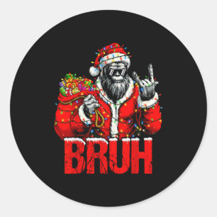 Bruh Bigfoot Christmas Funny Sasquatch Xmas For Me Classic Round Sticker