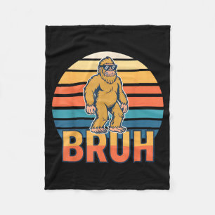 Bruh Bigfoot Funny Sasquatch Retro Fleece Blanket