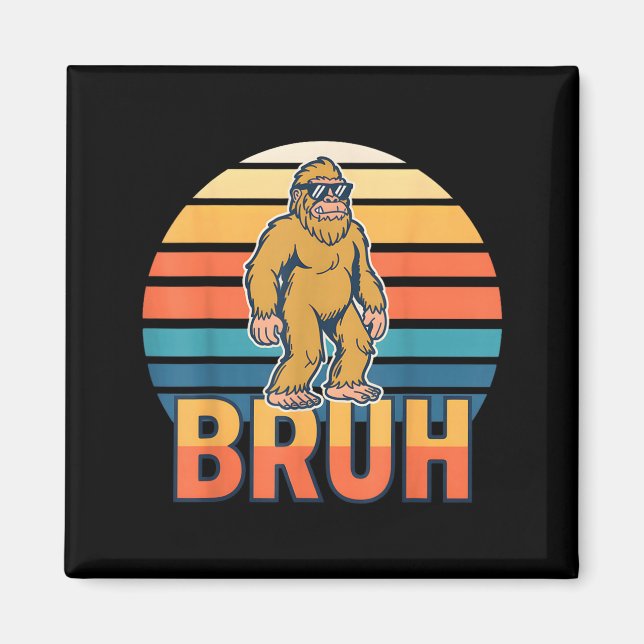 Bruh Bigfoot Funny Sasquatch Retro Magnet (Front)