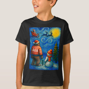 Bruh Bigfoot Snowman Starry Night Christmas Xmas M T-Shirt