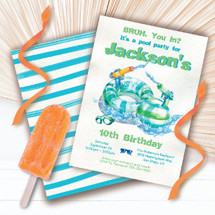 Bruh Birthday Pool Party Invitation
