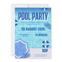 BRUH Blue Pool Party Birthday Invitation | Summer 