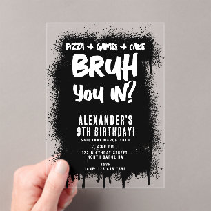 Bruh Boy Black Graffiti Street Art Birthday Acrylic Invitations