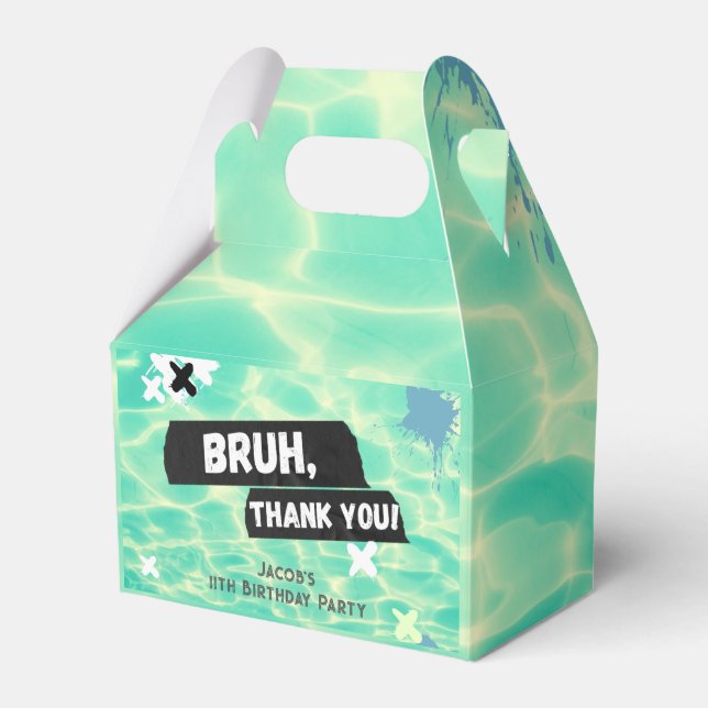 Bruh Boy Summer Pool Party Birthday Favour Box (Front Side)