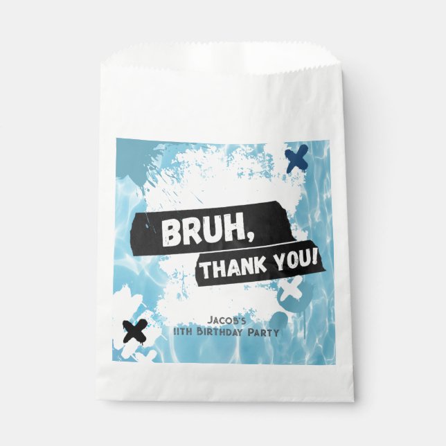 Bruh Boy Summer Pool Party Birthday Thank You Favour Bag (Front)