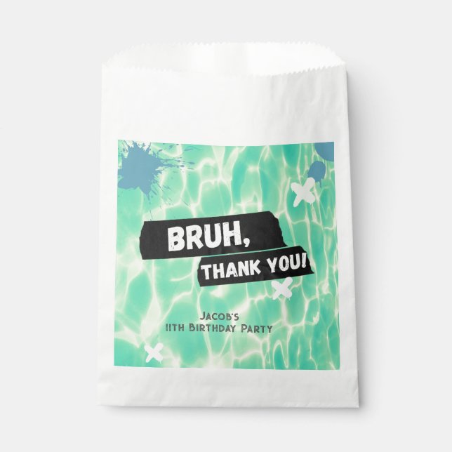 Bruh Boy Summer Pool Party Birthday Thank You Favour Bag (Front)