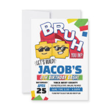 Bruh Building Block Birthday Invitation