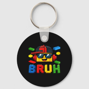 Bruh Building Blocks Birthday for Boys Kids Keychain