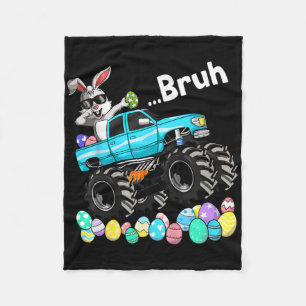 Bruh Bunny Happy Easter Monster Truck Lovers Kids Fleece Blanket