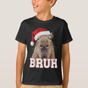 Bruh Capybara Funny Santa Hat Christmas Season Cap T-Shirt