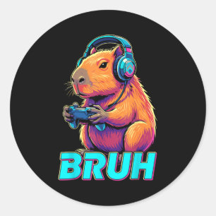 Bruh Capybara Funny Video Games Capybaras Classic Round Sticker