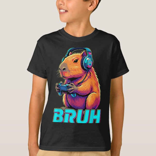 Bruh Capybara Funny Video Games Capybaras  T-Shirt (Front)
