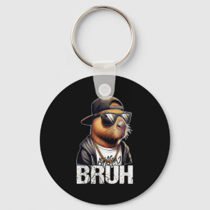 Bruh Capybara Sungles Boys Mens Funny Capybara Lov Keychain