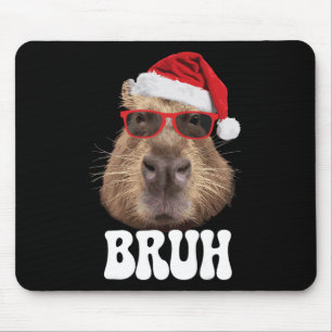 Bruh Capyra Funny Santa Hat Christmas Season Capyr Mouse Pad