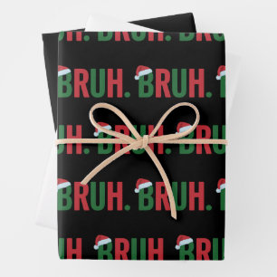 Bruh Christmas Cool Meme Trendy Sarcastic Xmas Wrapping Paper Sheet