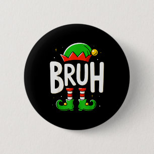 Bruh Christmas Elf Pajamas For Mens Kids Teen Boys 2 Inch Round Button