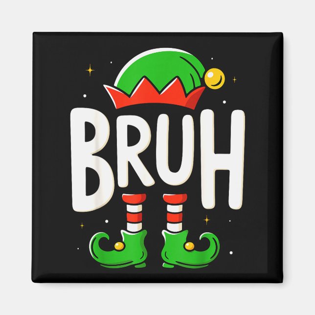 Bruh Christmas Elf Pajamas For Mens Kids Teen Boys Magnet (Front)