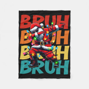 Bruh Christmas Funny Santa Claus Dabbing Kids Boys Fleece Blanket